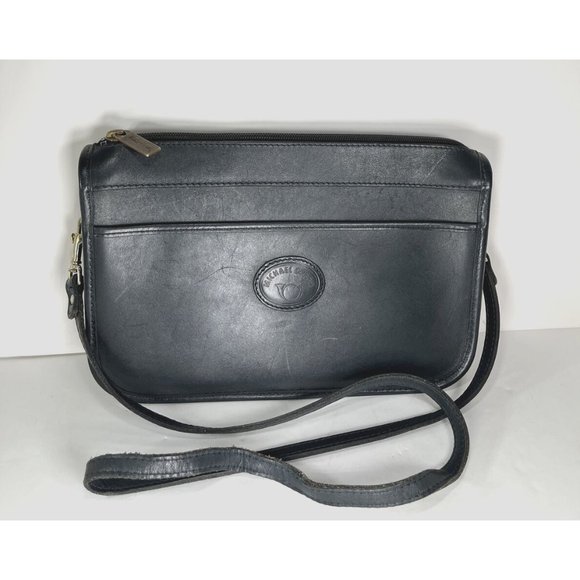 Michael Green Vintage Small Black Leather Shoulder Bag - Distressed - Picture 1 of 12